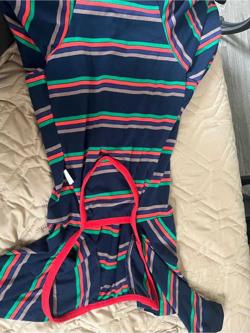 Striped Navy Blue Cotton Bedding Throw - Unbranded